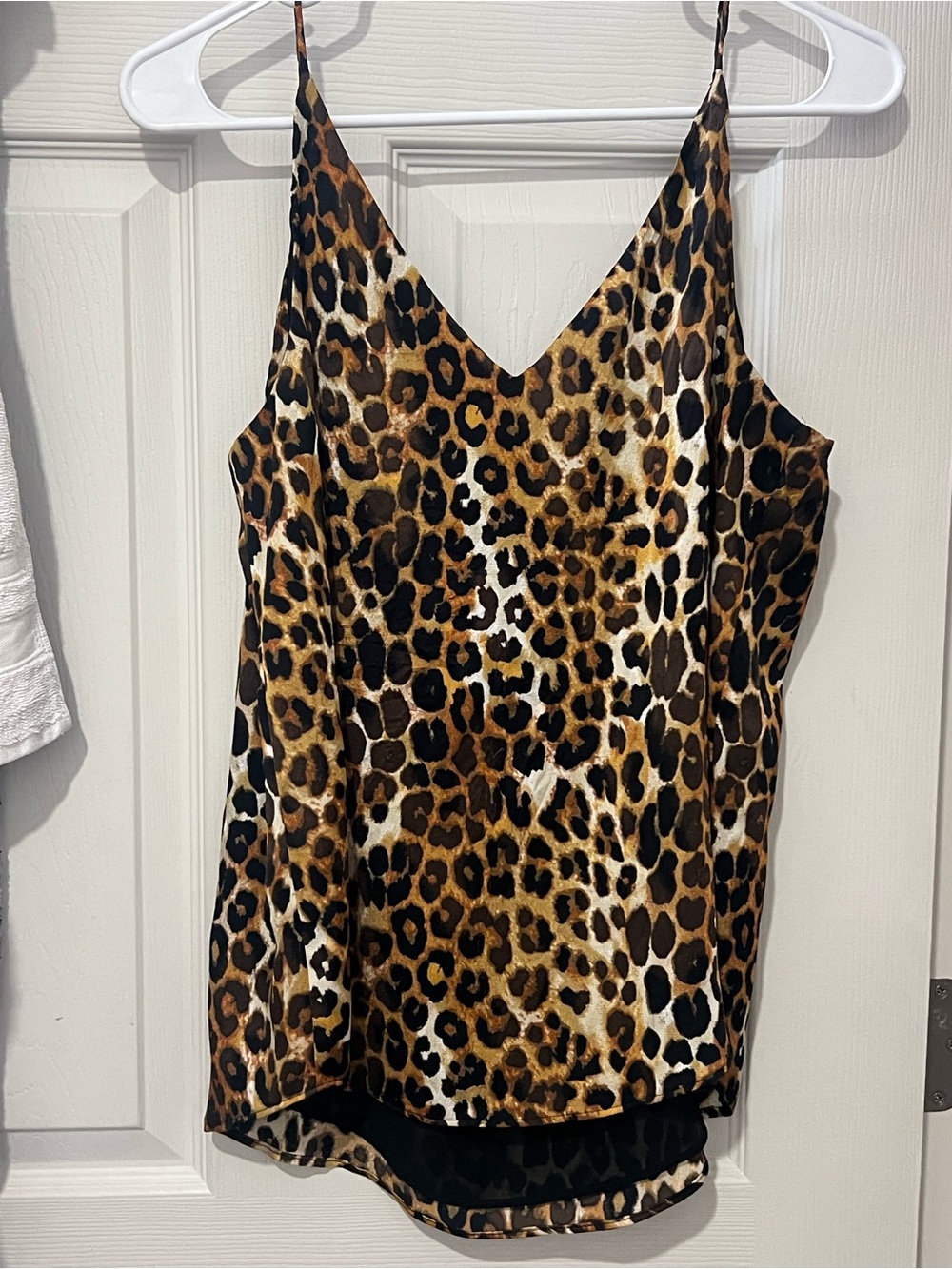 Express Leopard Print Satin Cami in Black and Brown